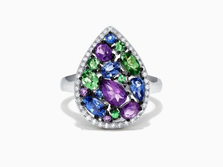 Watercolors 14K White Gold Multi Gemstone and Diamond Ring, 2.45 TCW Online Hot Sale