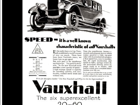 Vauxhall Six 20-60. Original Vintage Advert From February 20th 1928. Hot on Sale