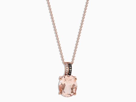 14K Rose Gold Morganite and Diamond Pendant, 3.13 Supply