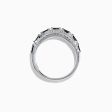 14K White Gold Black and White Diamond Crossover Ring, 0.77 TCW For Discount