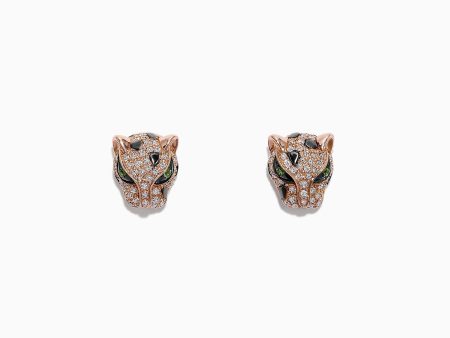 Signature 14K Rose Gold Diamond and Tsavorite Stud Earrings, 0.49 TCW on Sale