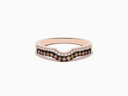 14K Rose Gold Espresso and White Diamond Band Cheap