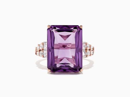 14K Rose Gold Amethyst and Diamond Cocktail Ring, 11.94 TCW Supply