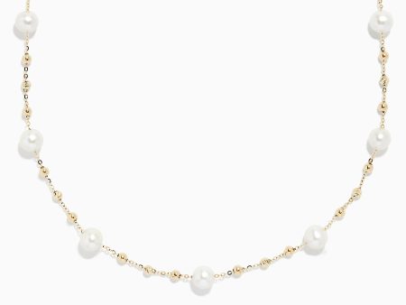 14K Yellow Gold 16  Pearl Station Necklace For Discount