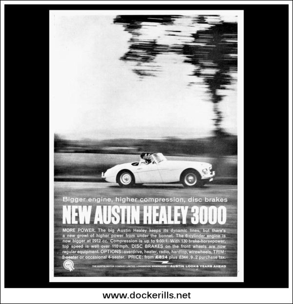 Austin Healey 3000. Original Vintage Advert From August, 1959. Hot on Sale