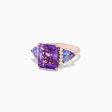 14K Rose Gold Amethyst, Tanzanite and Diamond Ring, 7.49 TCW on Sale