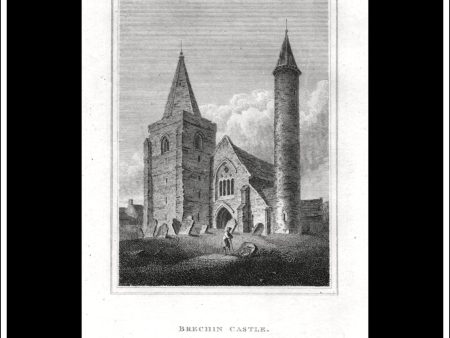 Brechin Castle, Angushire, Scotland. Antique Print, Copper Plate Engraving 1805. (Brechin Cathedral) Online Sale