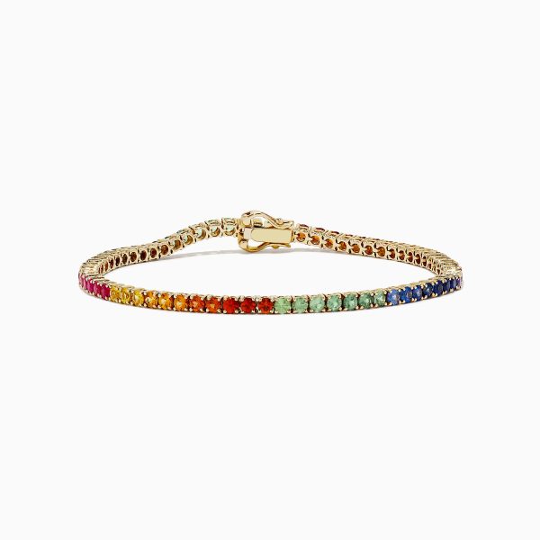 Watercolors 14K Yellow Gold Multi Sapphire Tennis Bracelet, 5.51 TCW Online Sale