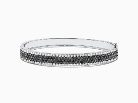 14K White Gold Black and White Diamond Bangle, 4.47 TCW Online