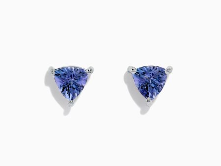 14K White Gold Trillion Cut Tanzanite Stud Earrings, 0.65 TCW Fashion