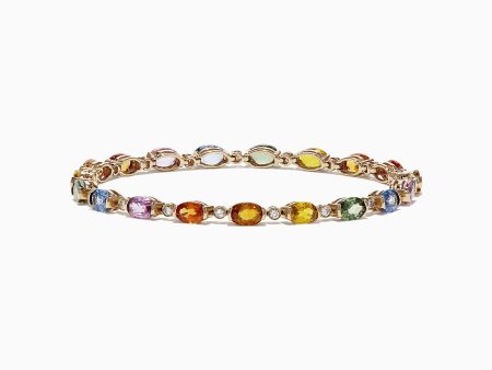 Watercolors 14K Yellow Gold Sapphire and Diamond Bracelet, 11.20 TCW Hot on Sale