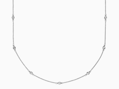 14K White Gold 18  Diamond Station Necklace, 0.21 TCW For Cheap