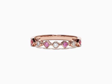 14K Rose Gold Pink Sapphire and Diamond Band Ring, 0.27 TCW Sale