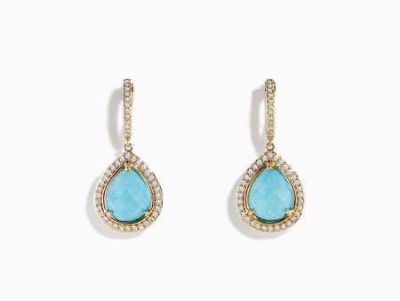 14K Yellow Gold Apatite and Diamond Pear Shaped Drop Earrings Cheap