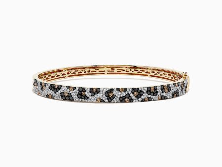 Signature 14K Yellow Gold Diamond Panther Spot Bangle For Discount