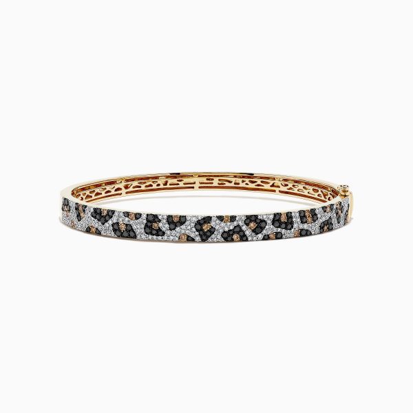 Signature 14K Yellow Gold Diamond Panther Spot Bangle For Discount