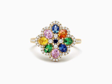 Watercolors 14K Gold Multi Sapphire and Diamond Ring, 1.91 TCW Sale