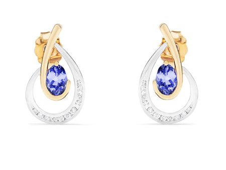 14K Two Tone Gold Tanzanite and Diamond Earrings, 1.03 TCW Hot on Sale