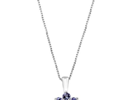 14K White Gold Tanzanite and Diamond Flower Pendant, 0.61 TCW Online Hot Sale