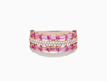 14K Rose Gold Pink Sapphire and Diamond Ring Fashion