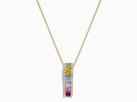 Watercolors 14K Yellow Gold Multi Sapphire & Diamond Pendant, 1.17 TCW on Sale