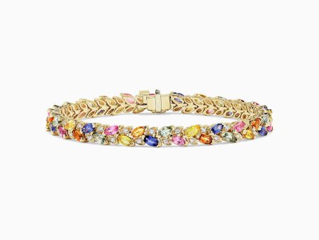 Watercolors 14K Gold Multi Sapphire & Diamond Bracelet, 11.09 TCW Online