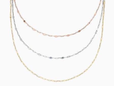 14K Tri Tone Gold Mirror Chain Necklace 17  For Sale