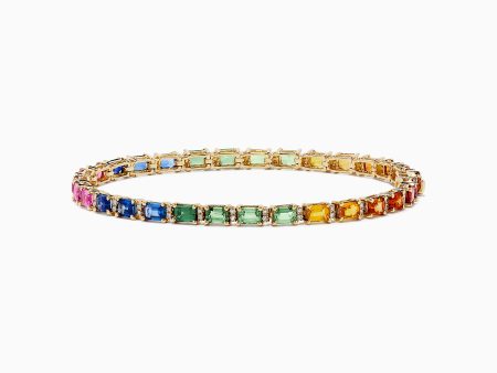 Watercolors 14K Yellow Gold Multi Sapphire and Diamond Bracelet on Sale