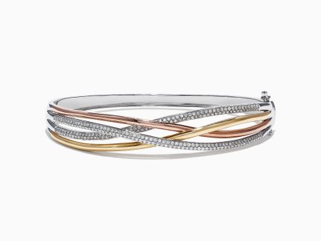 Trio 14K Tri-Color Gold Diamond Crossover Bangle, 1.03 TCW For Cheap