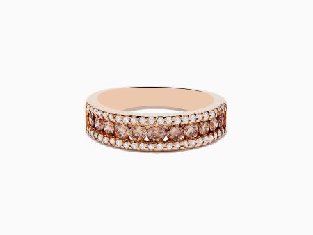 14K Rose Gold Espresso and White Diamond Ring, .89 TCW Cheap