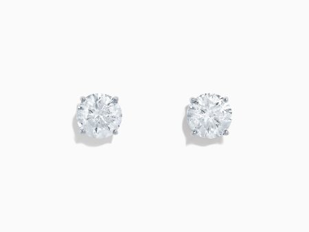 14K White Gold Diamond Stud Earring, 2.00 TCW Supply