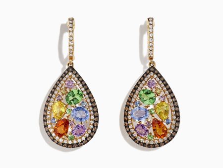 Watercolors 14K Yellow Gold Multi Sapphire & Diamond Earrings, 5.13 TCW Online