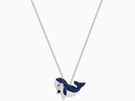 Seaside 14K White Gold Sapphire and Diamond Whale Pendant Hot on Sale