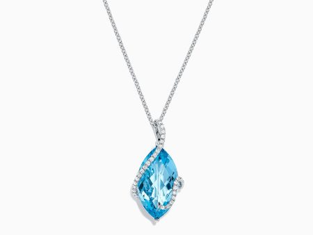 Ocean Bleu 14K White Gold Blue Topaz & Diamond Pendant, 7.27 TCW For Sale