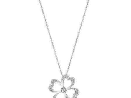 14K White Gold Diamond Clover Pendant, 0.23 TCW on Sale