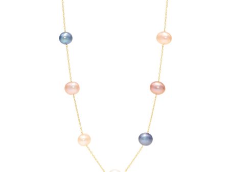 14K Yellow Gold Cultured Fresh Water Pearl 16.5  Necklace For Sale