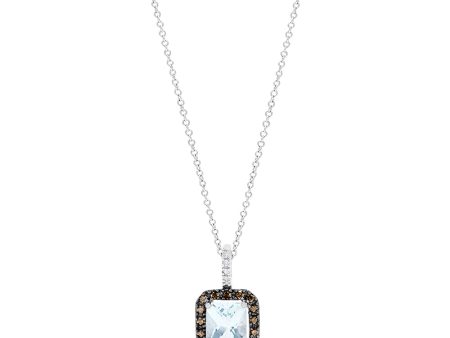 14K White Gold Aquamarine and Diamond Pendant, 2.52 TCW Hot on Sale