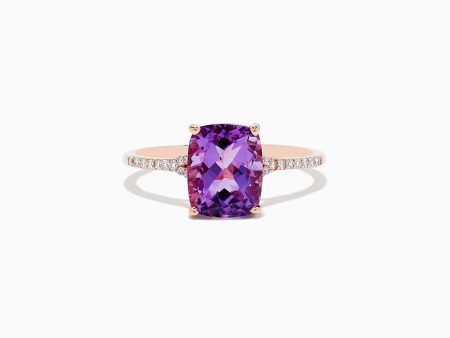 14K Rose Gold Amethyst and Diamond Ring, 2.21 TCW Discount