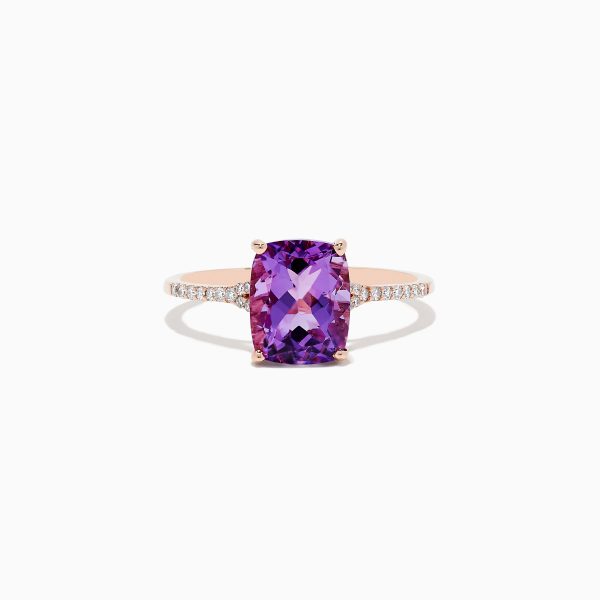 14K Rose Gold Amethyst and Diamond Ring, 2.21 TCW Discount