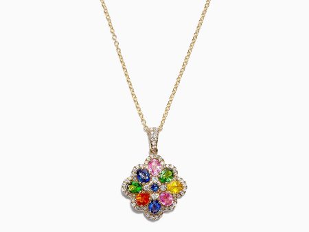 Watercolors 14K Yellow Gold Multi Sapphire & Diamond Pendant, 1.85 TCW Online Sale