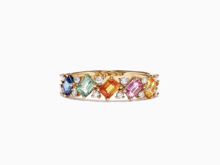 Watercolors 14K Yellow Gold Multi-Sapphire Diamond Ring, 1.52 TCW Hot on Sale