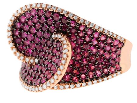 Ruby Royal 14K Rose Gold Pave Ruby Cocktail Ring, 2.64 TCW Online