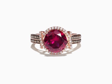 14K Rose Gold Rhodolite Garnet and Diamond Ring, 2.51 TCW Cheap