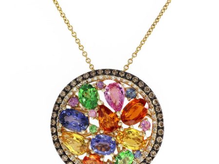 Watercolors Multi Sapphire & Diamond Pendant, 5.11 TCW Online Hot Sale