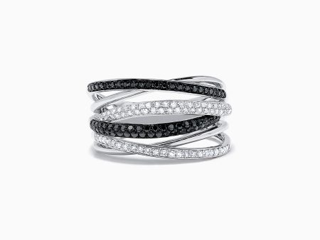 14K White Gold Black and White Diamond Ring, 0.56 TCW For Cheap