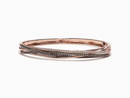 14K Rose Gold Espresso and White Diamond Bangle, 1.26 TCW Sale