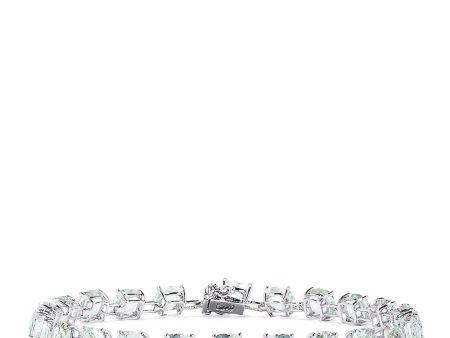 14K White Gold Green Amethyst Tennis Bracelet, 13.70 TCW For Discount