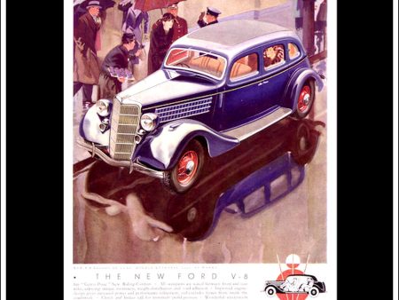 Ford V-8 Saloon De Luxe. Original Vintage Advert From March 27th, 1935. For Discount