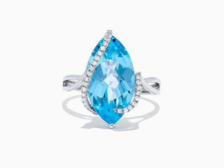 Ocean Bleu 14K White Gold Blue Topaz & Diamond Ring, 7.27 TCW For Cheap