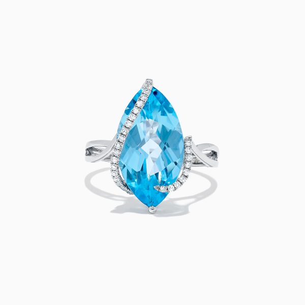 Ocean Bleu 14K White Gold Blue Topaz & Diamond Ring, 7.27 TCW For Cheap